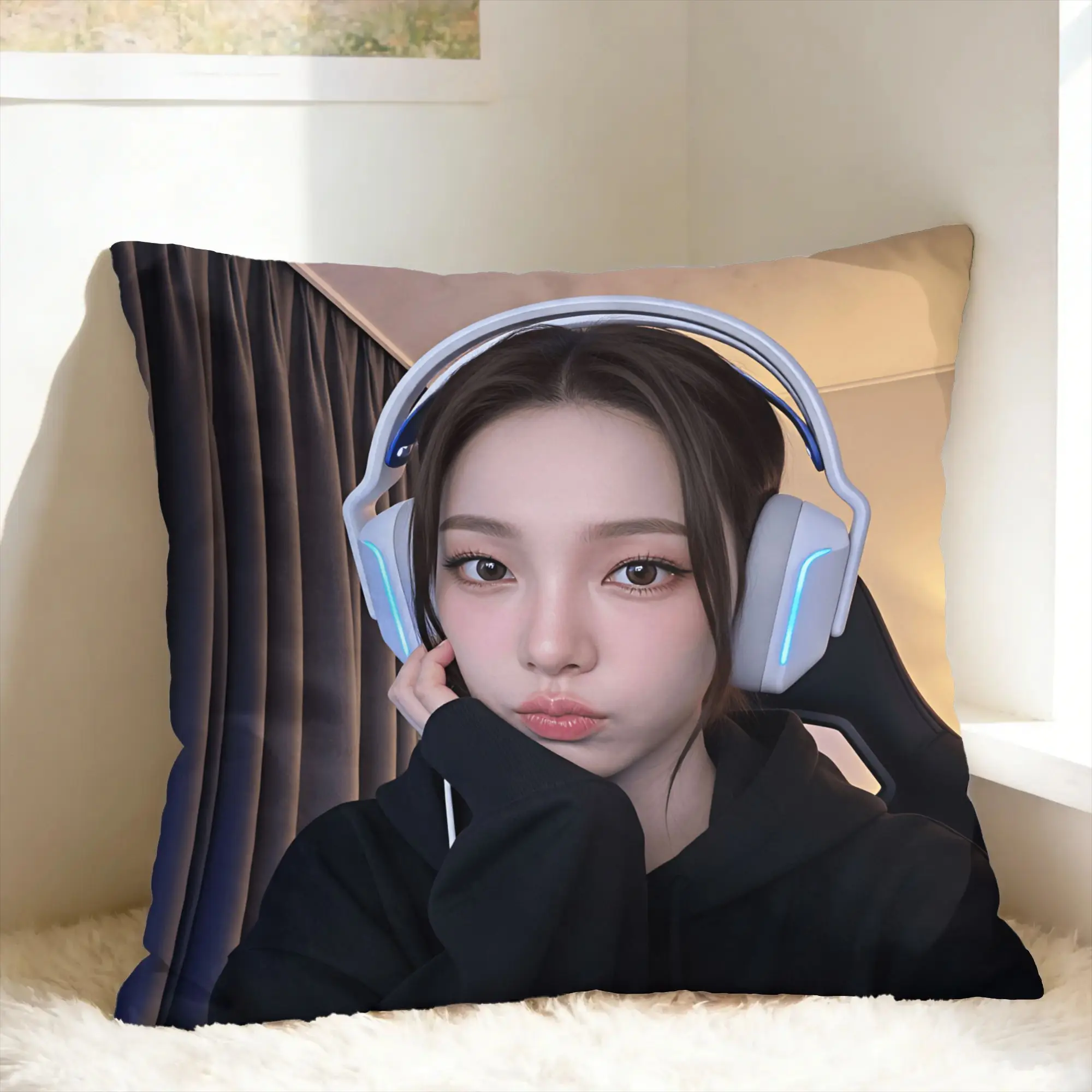 K-Karina Pillow Case  Kawaii Pillow Cover Print Pillowcases For Sofa Bedroom Home Decor