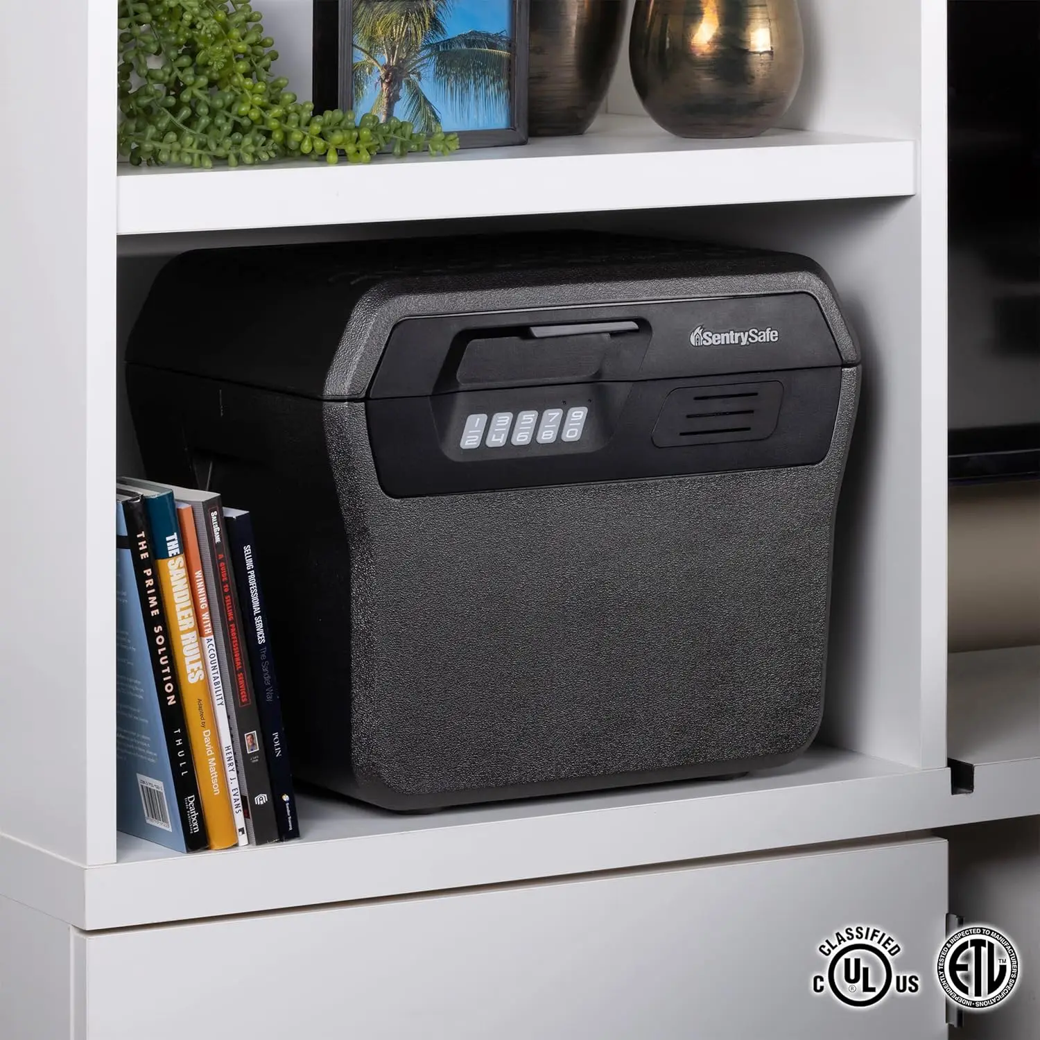 Charcoal Gray Waterproof Fireproof Safe Box with Digital Keypad for Documents and Files, Exterior 14.1x16.6x13.8 Inches