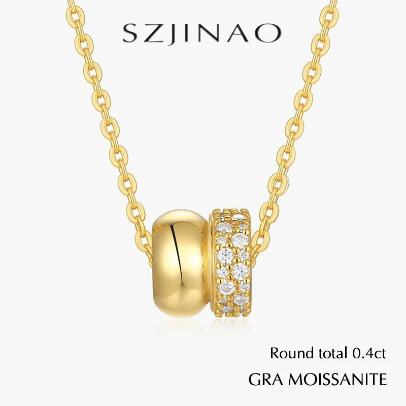 

Szjinao, женское ожерелье из стерлингового серебра 925 пробы с муассанитом, 0,4 карата, круглая цепочка на ключицу, легкие роскошные свадебные украшения, подарки