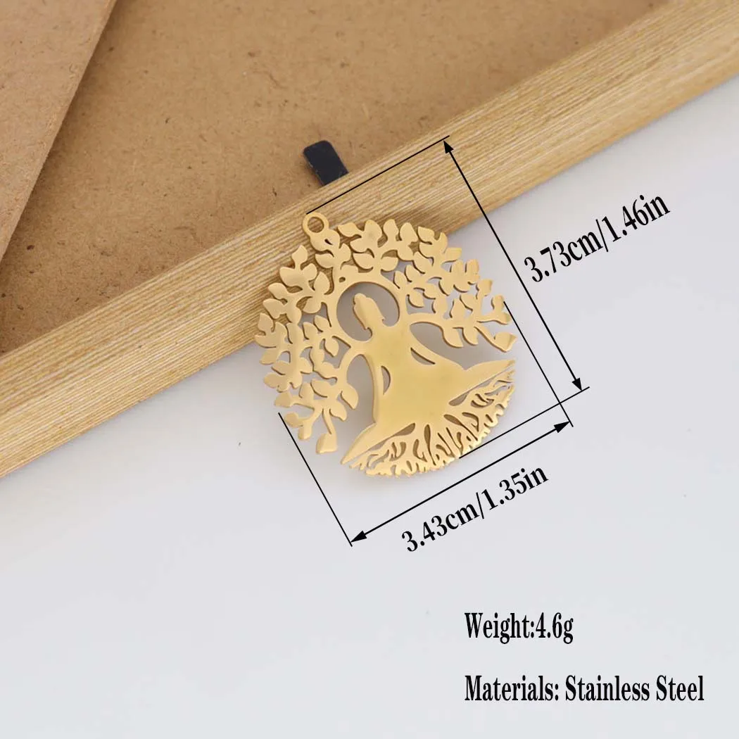 New fashion stainless steel hollow life tree Yoga meditation Big pendant DIY necklace bracelet Keychain pendant accessories
