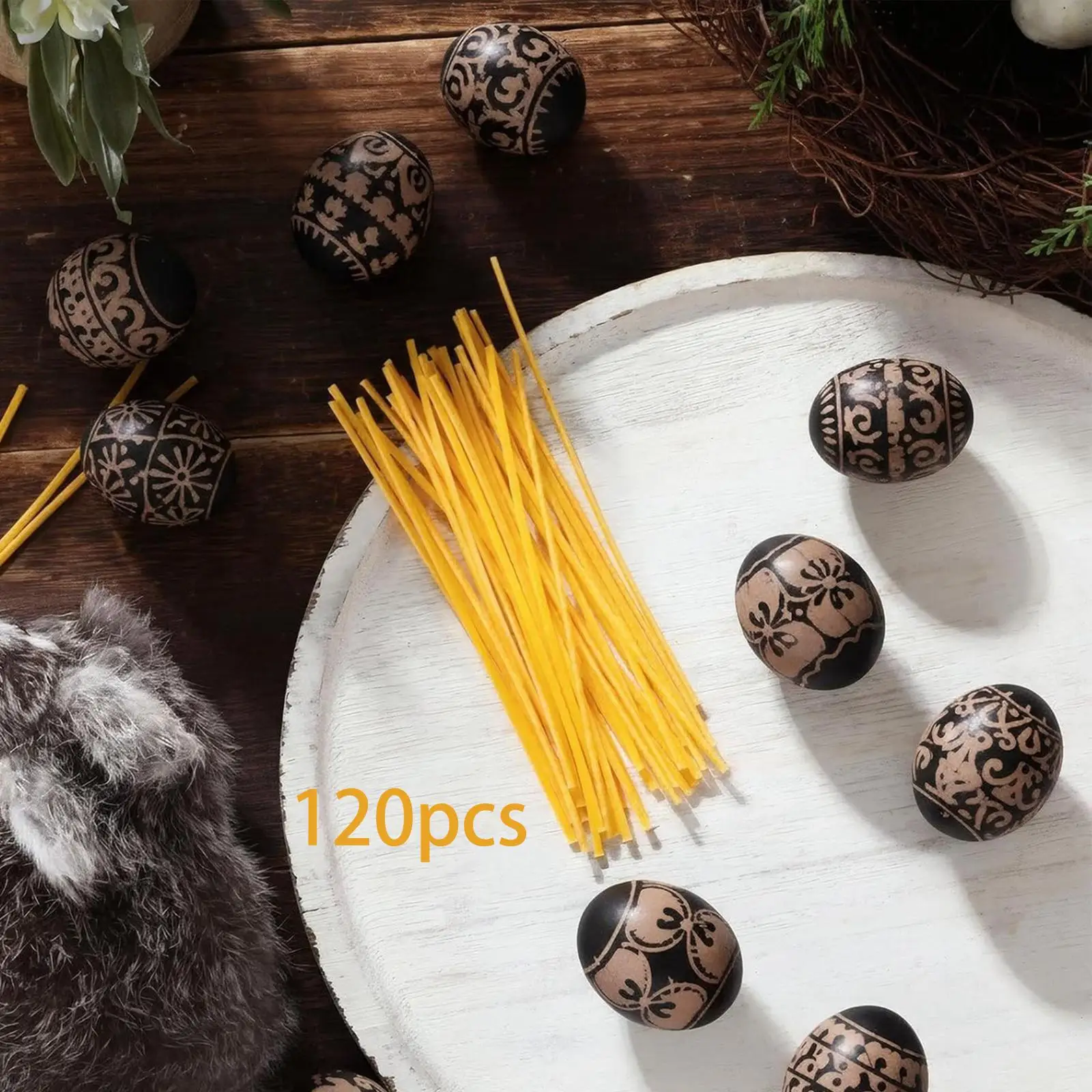 120Pcs Beeswax Spaghetty Sticks, Beeswax Crayons, Triple Filtered, Easter for Ukrainian Pysanky