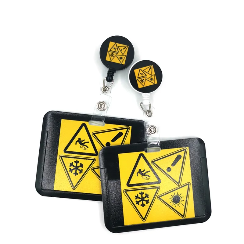 Caution Warning signs Fashion Card Holder Lanyard Retractable Badge Nurse Doctor Student Exhibition ID Card Clips Badge Holder