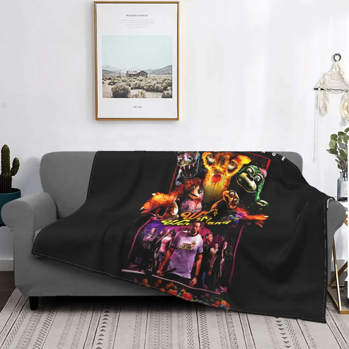 Willys Wonderland 2021 Poster Nicolas Cage Battles Animatronic Robot Blanket For Bed Super Soft Camping Blanket