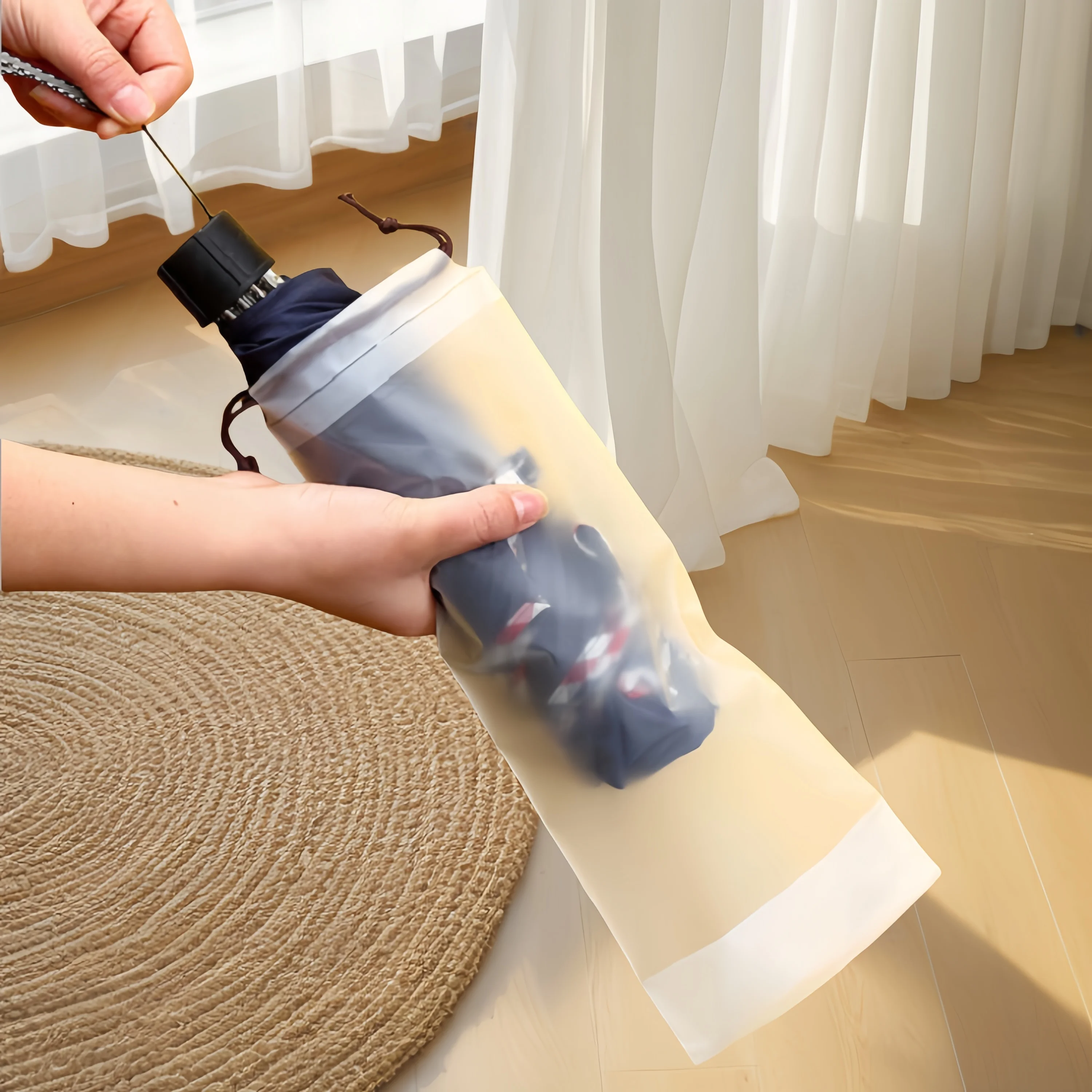 Сумки для хранения зонтов, прозрачная водонепроницаемая сумка для хранения, сумки на шнурке, удобная водонепроницаемая пластиковая сумка для хранения на шнурке