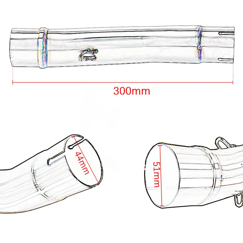 51mm Stainless Steel Modified Motorcycle Exhaust Muffler Pipe Mid Tube Front Link Pipe for Ducati Scrambler 800