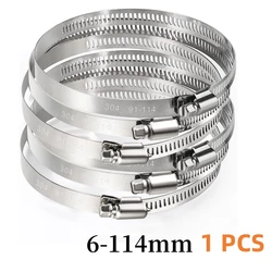 6mm ~ 114mm Stainless Steel Drive Hose Clamps Adjustable Water Pipe Tri Gear Worm Fuel Tube  Spring Cramps Fixed Clip