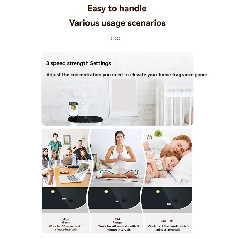 Difusor sin agua A26P, nebulizador de aceite esencial, Mini máquina de aire aromático para dormitorio, hogar, oficina, blanco