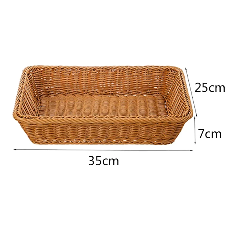 

ABMH-8X Plastic Rattan Basket, Bread Basket Bread Shop Supermarket Display Basket Basket ,Brown