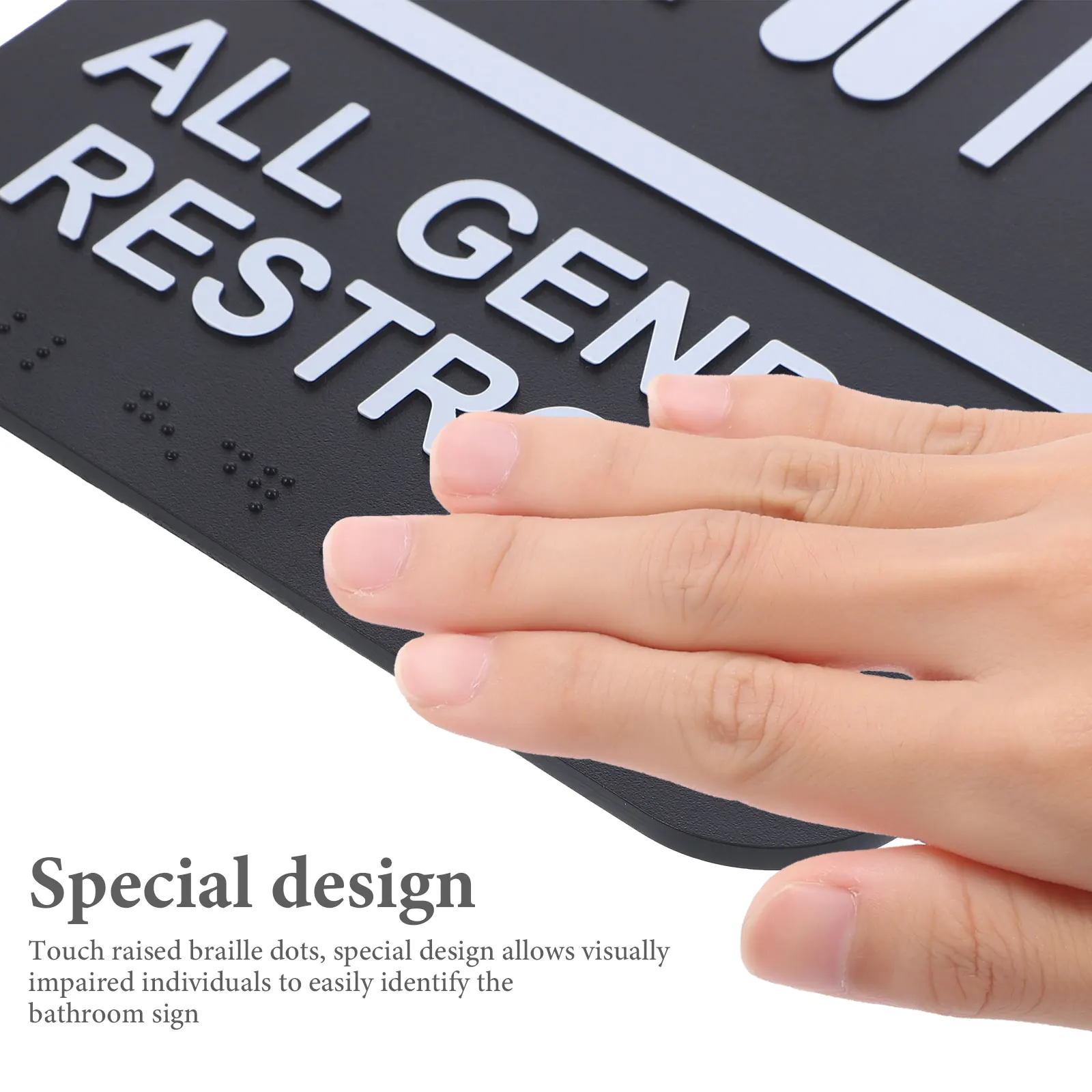 

2Pcs Universal Braille Bathroom Sign Gender Neutral Restroom Indicator Simple Installation Fine Texture Safe Material for Public