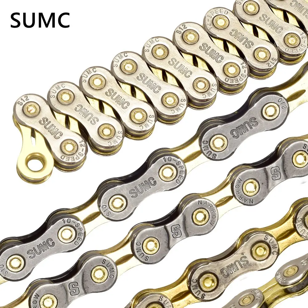 SUMC Bicycle Chains 8 9 10 11 12 Speed 116 Link MTB Road Bike Chains 8V 9V 10V 11V 12V Half Hollow for SHIMANO SRAM Campagnolo