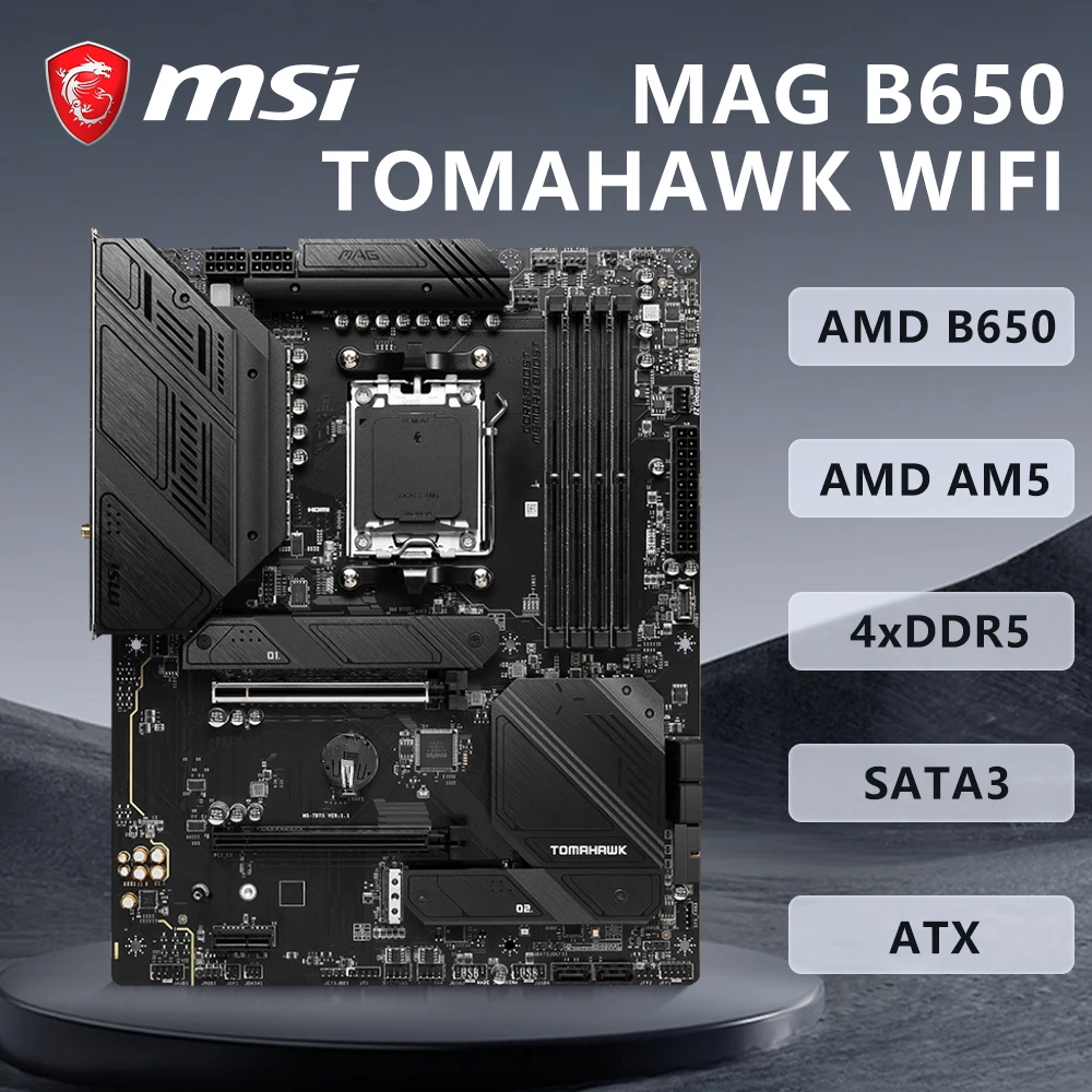 B650 Motherboard MSI MAG B650 TOMAHAWK WIFI for Ryzen 7 7800x3d 7700x 7800x 7950x3d AM5 Motherboard for R5 7600 DDR5 ATX.