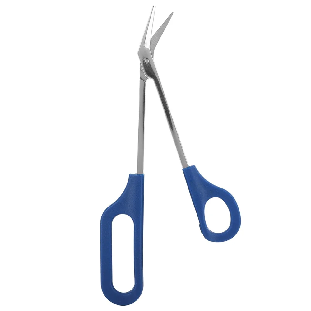 Stainless Steel Long Handle Scissors Bent Tip Ergonomic Design Handcraft Scissors Blue Long Handle Professional Scissors