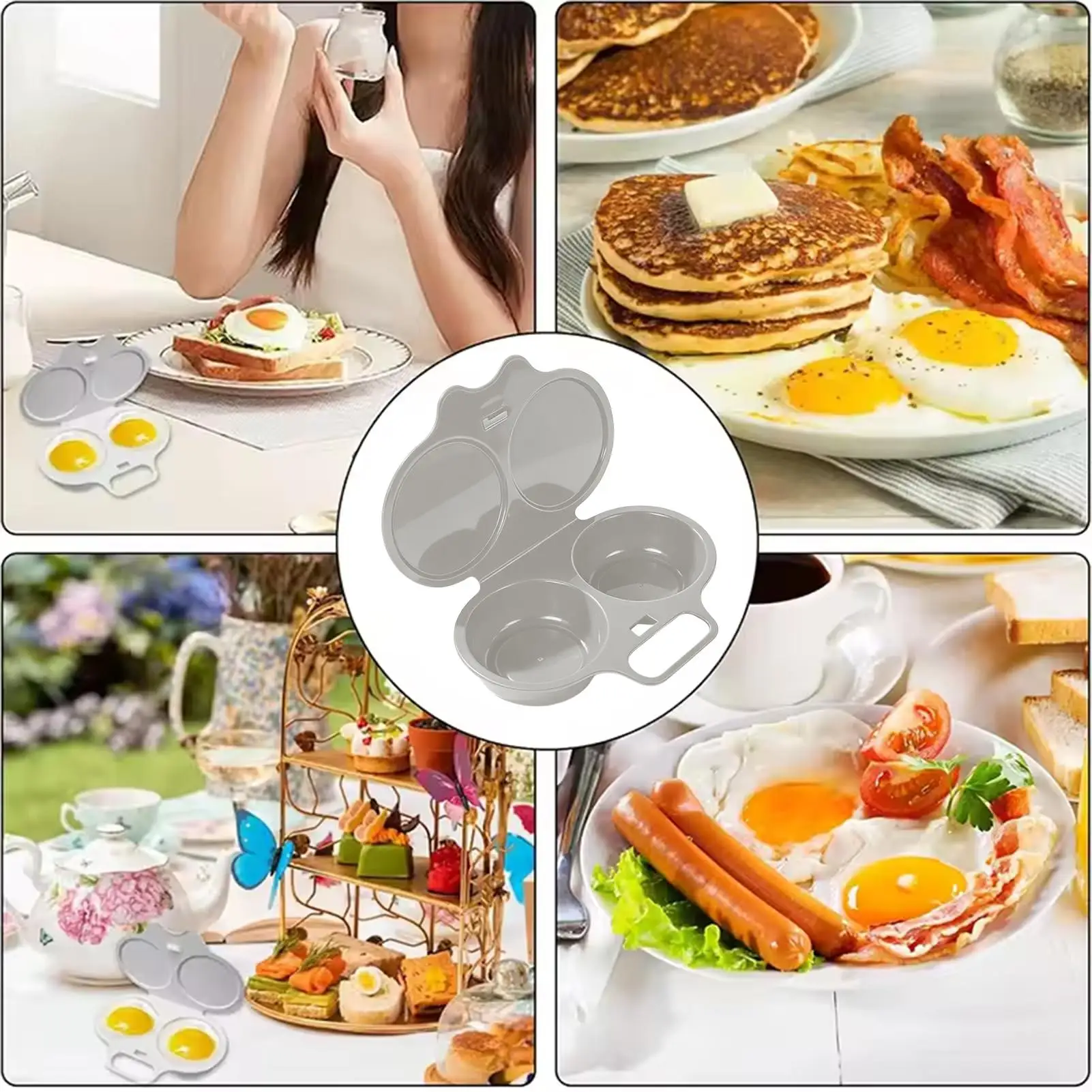Food Grades Plastic Microwave Egg Cooker Heat Resistant Reusable Kitchen Cooking Mold Egg Fryer Portable Steamed Egg Box