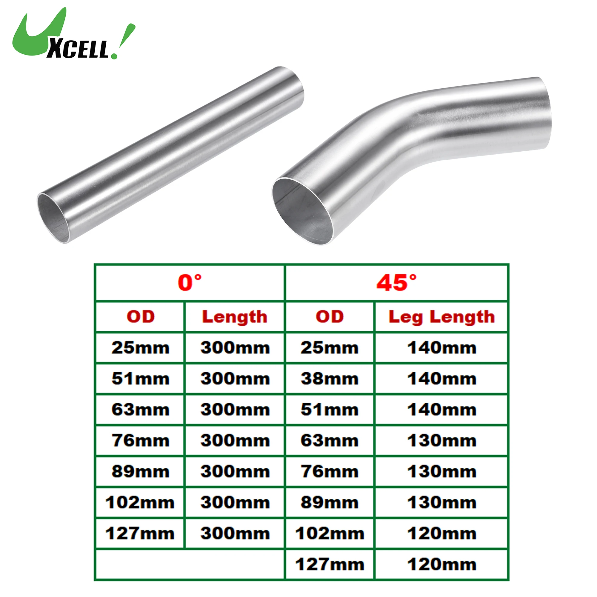 UXCELL Universal Straight 45 Degree Intercooler Pipe Air Intake Tube OD 25mm 63mm 76mm 127mm 300mm Length 6061 Aluminum Alloy