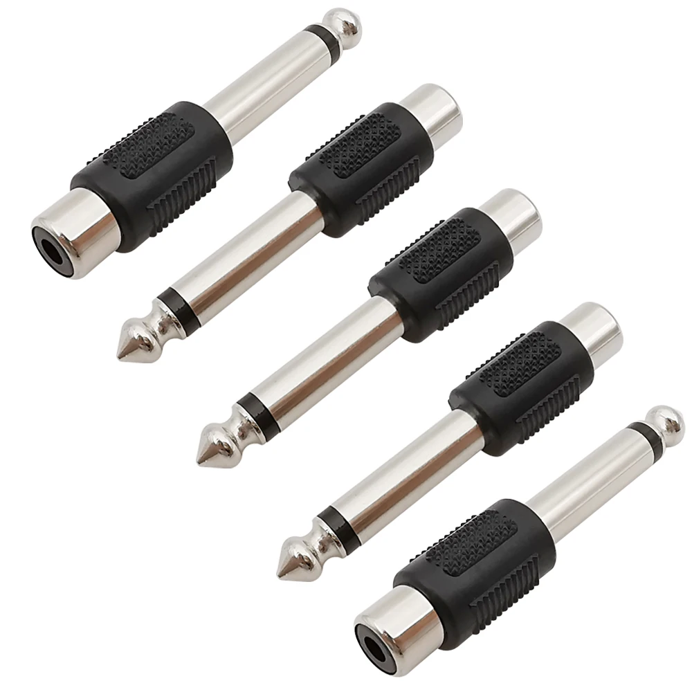 

5Pcs RCA Female To 6.35mm Male Mono Audio Adapter 6.35mm 1/4" Plug To RCA Jack Audio Mic Speaker Mixer DIY Headphone Connector