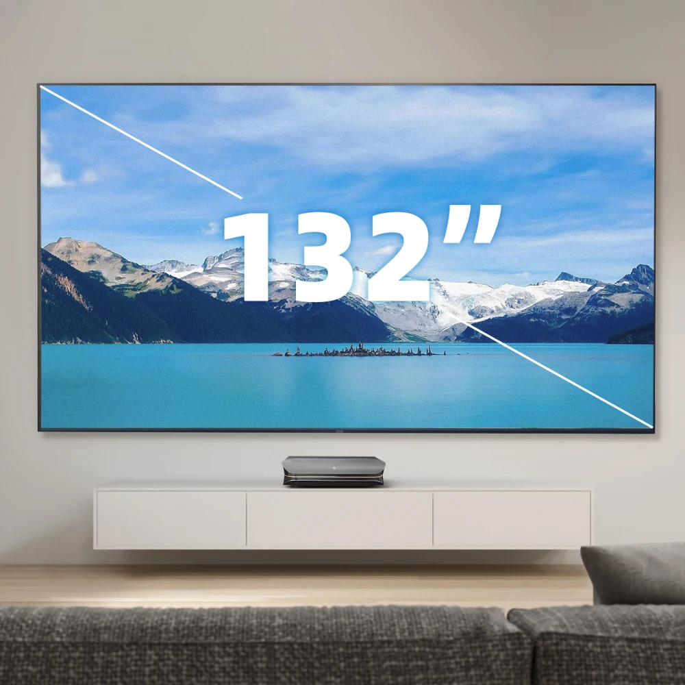 NP 132 Zoll hochpräzise 4K UST ALR Projektorleinwand mit schwarzem Raster, nahtlose linsenförmige Theater-große Projektorleinwand