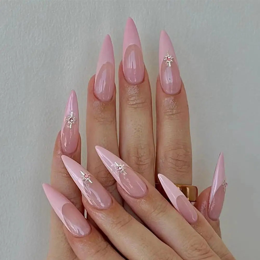 Gradient Patch เล็บปลอมหวาน Rench สเตอริโอหมีโบว์สวมเพชรสเตอริโอเล็บเล็บเล็บปลอมเล็บปลอม K9e1