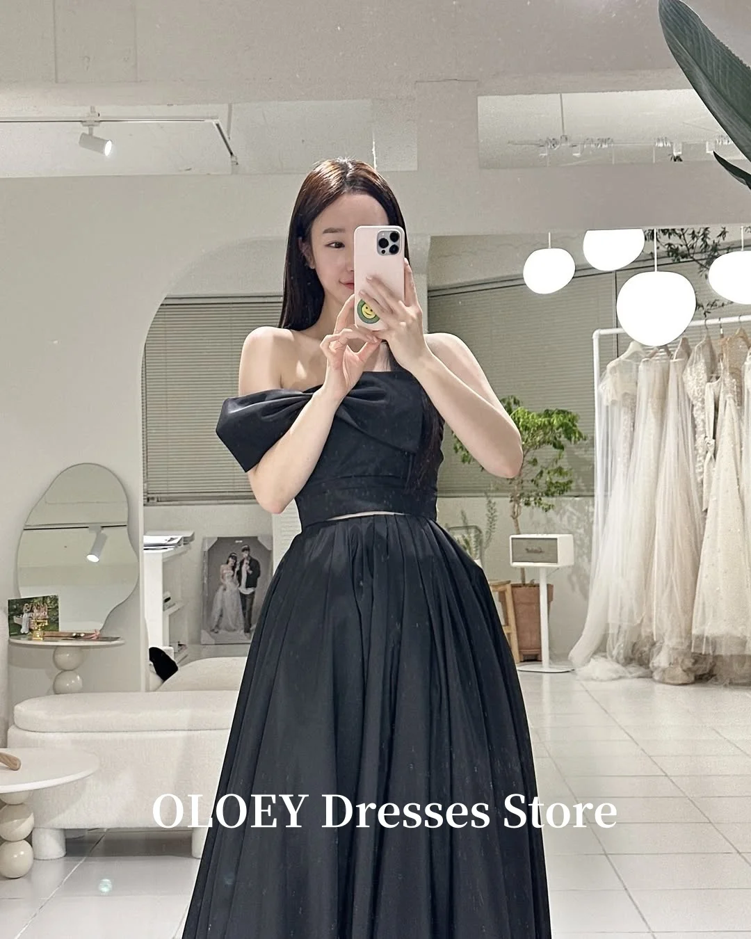 OLOEY Black Taffeta Evening Party Dresses 2PCS Korea Photo shoot Bolero Strapless Floor Length Formal Occasion Gowns Customized
