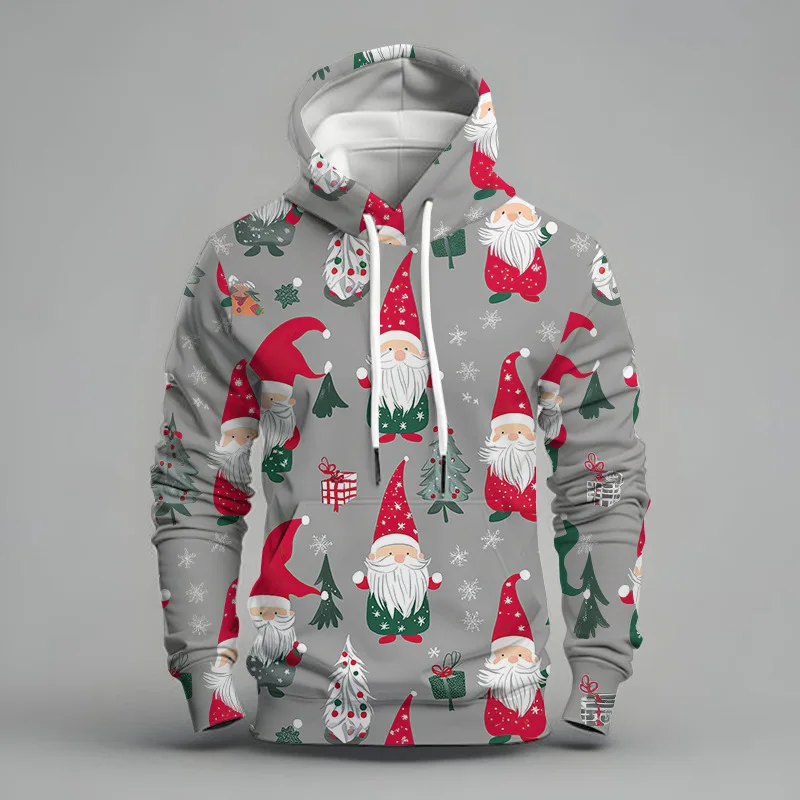 

2025 New Christmas Element Pattern 3D Print Men's Hooded Sweatshirt Autumn And Winter Thin Breathable Hoodie Street Harajuku Top