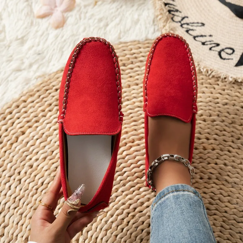 Female Shoes 2024 Plus Size Loafers Women's Flats Light Casual Bean Flats Women Sewing Round Toe Slip on Soft Bottom Shoes Women