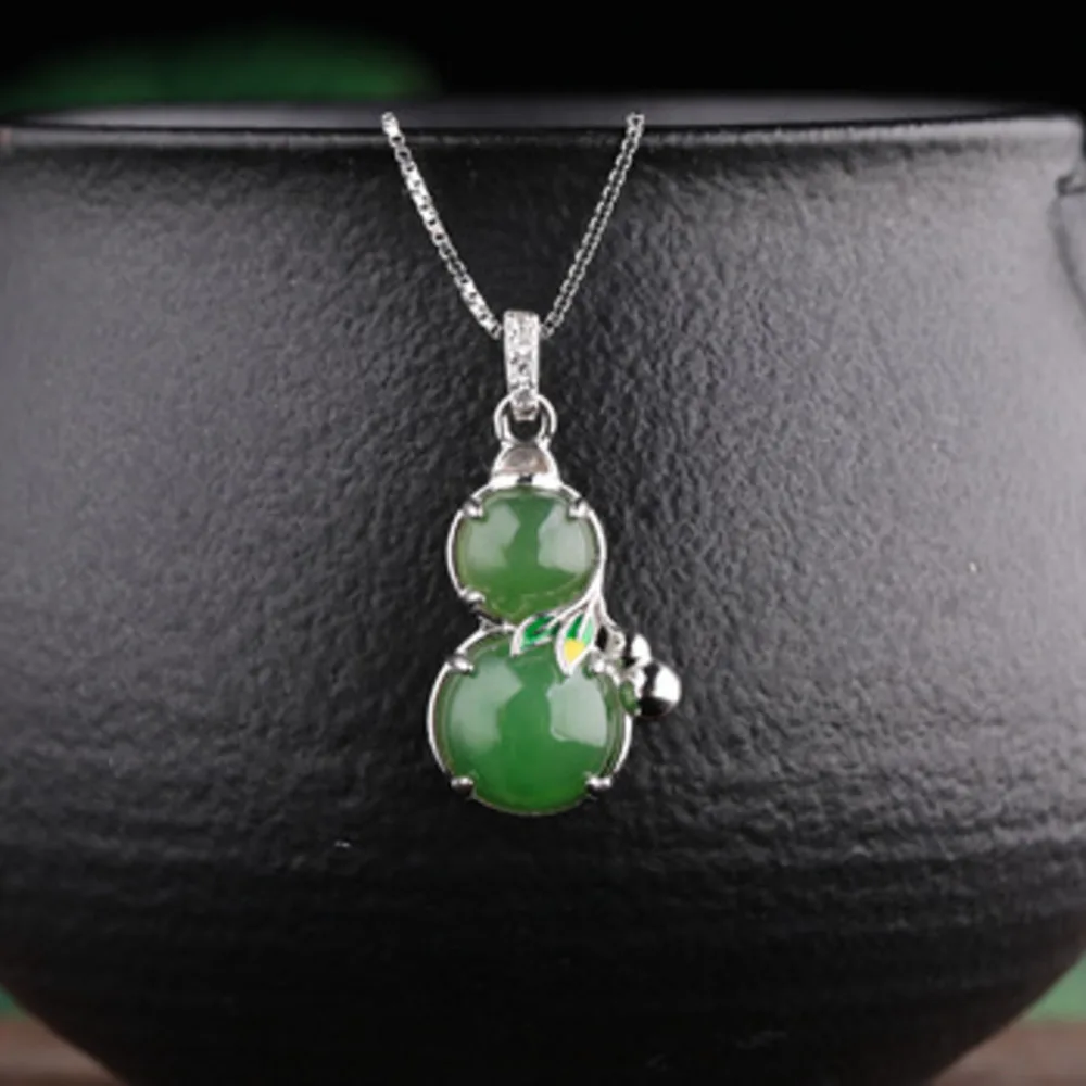 

GL Hetian Jade Gourd Pendant, New Chinese Style Retro Fengshui, Cloisonne and Nephrite Jade Pendant, Hanfu Small Jade Pendant