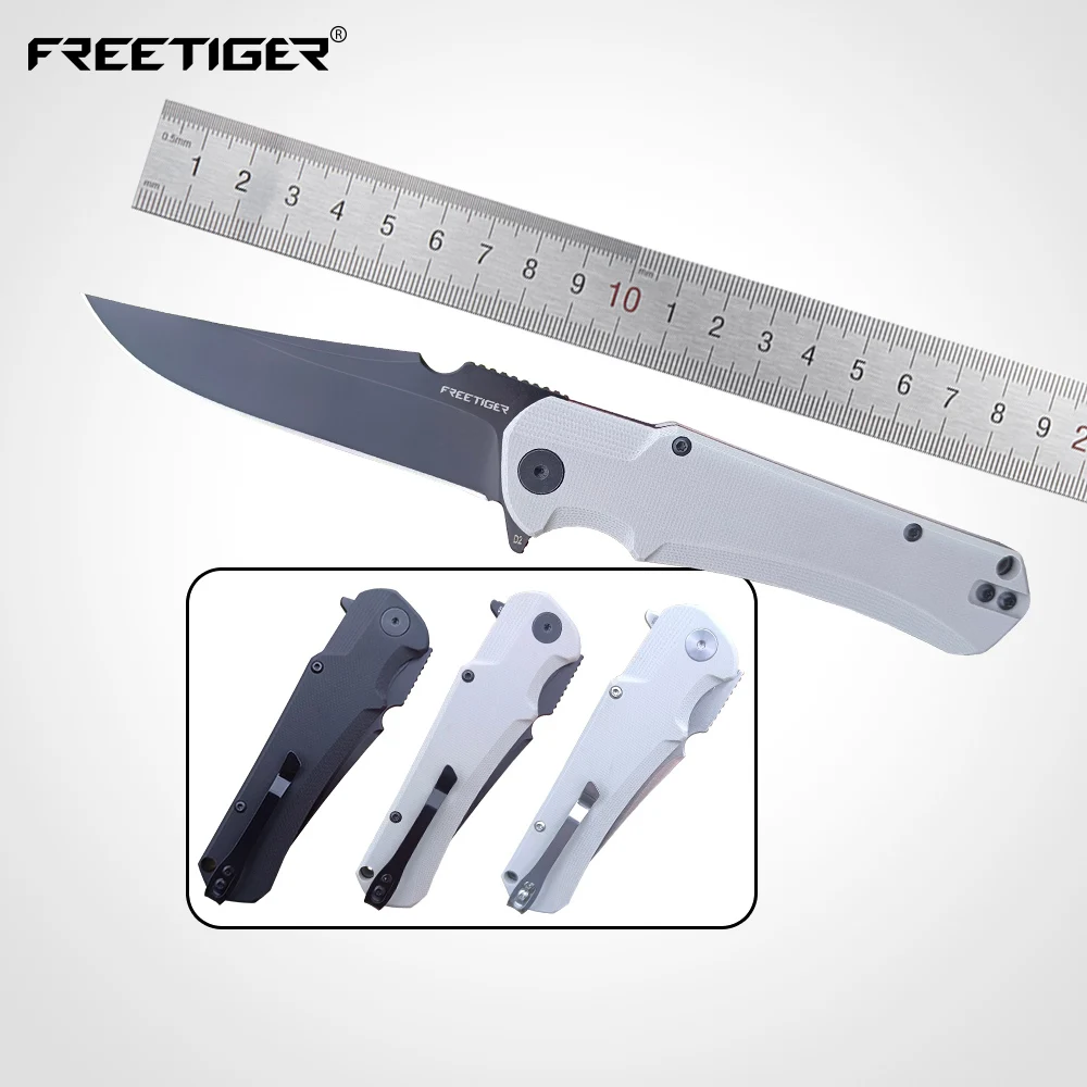 

FREETIGER D2 Steel Folding Knife G10 Handle EDC Pocket Knives for Outdoor Camping Hiking Hunting Knives Survival Multi-Tools