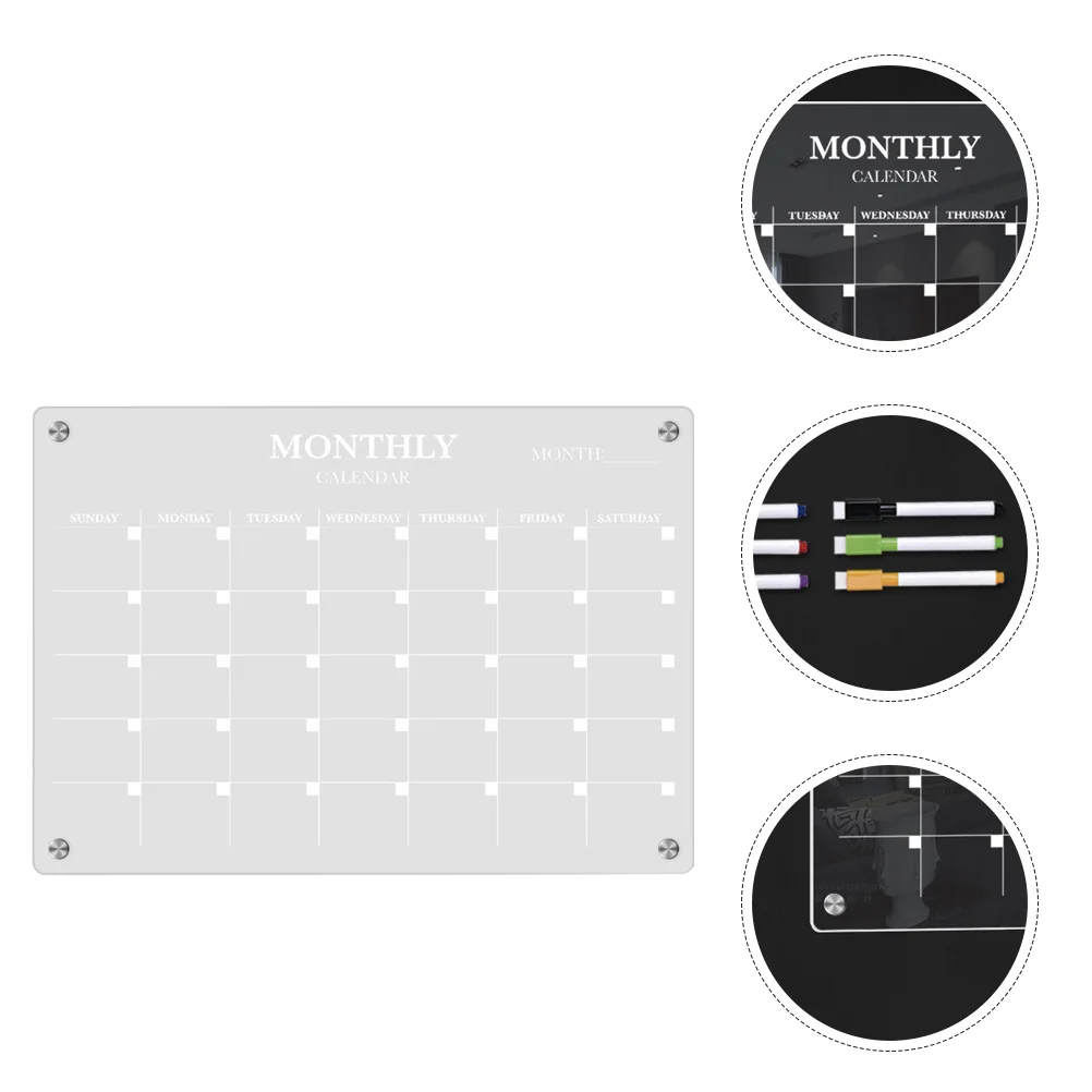 Calendars Acrylic Board for Wall Refrigerator Planning Whiteboard Clear Blank Fridge Note