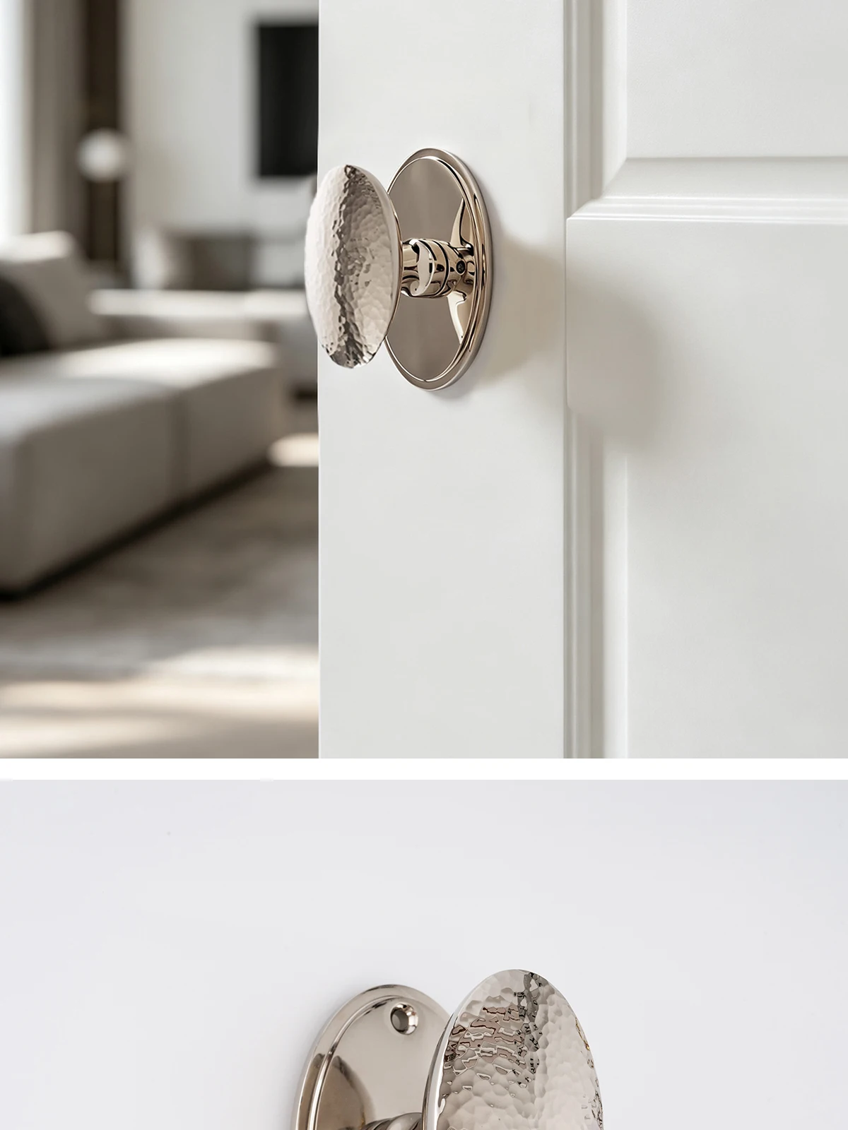 Dooroom Messing-Türschloss, gehämmert, amerikanischer Stil, großumrandete Schale, für Innentüren im Schlafzimmer, Dummy-Privatsphärenschlösser, Badezimmerschlösser – Detail 8