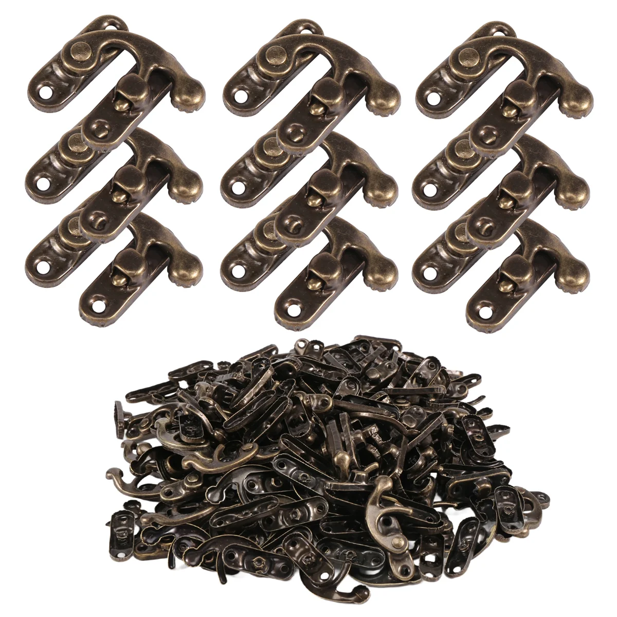 100 STKS Vintage Metalen Hardware Meubels Houten Doos Lederen Tas Hardware Decoratieve Klink Sluitingen Lock Hangslot Hasp met Schroeven HY