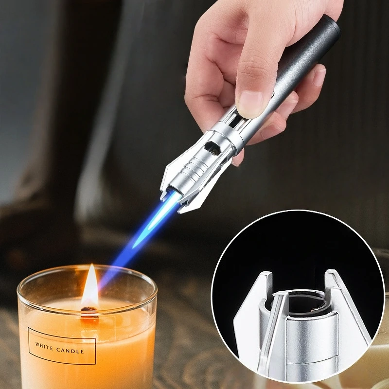 

Metal Jet Lighter Compact Portable Direct Charge Blue Flame Flashlight Outdoor Camping Windproof Lighter Men's Gift