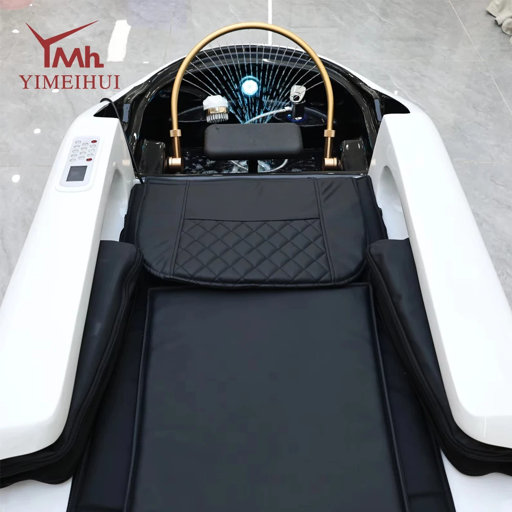 سرير علاج الرأس من الجلد الصناعي من Salon Head Spa، سرير شامبو للتدليك التلقائي