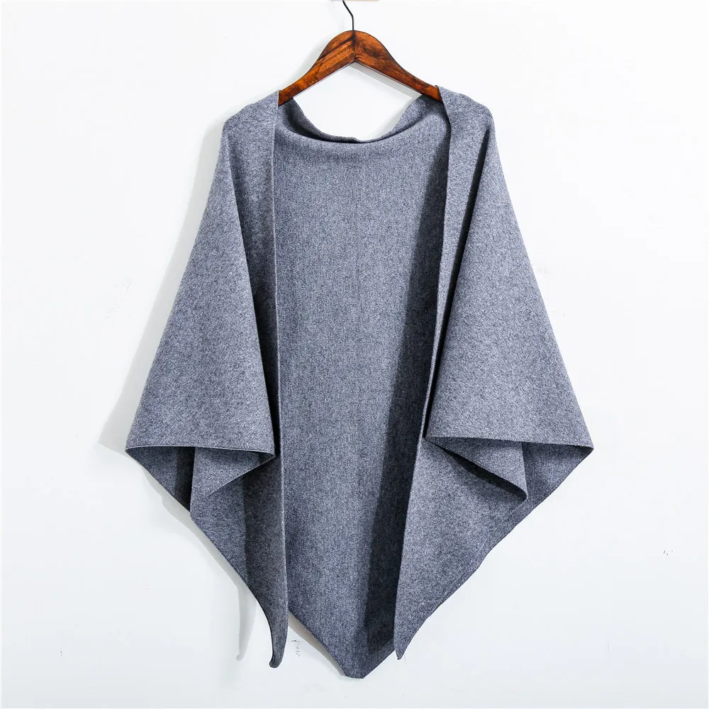 Spring Autumn New Women's Knitted Shawl Cloak Multifunctional Warm Scarf Versatile Scarf Ponchos Capes Cardigan Pink