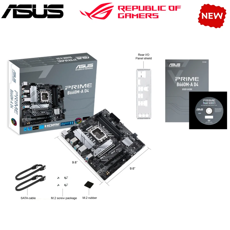 NEW B660 For ASUS PRIME B660M-A D4  LGA 1700 DDR4 Motherboard B660 Supports CPU i5 10400f i3 12100f 12400f