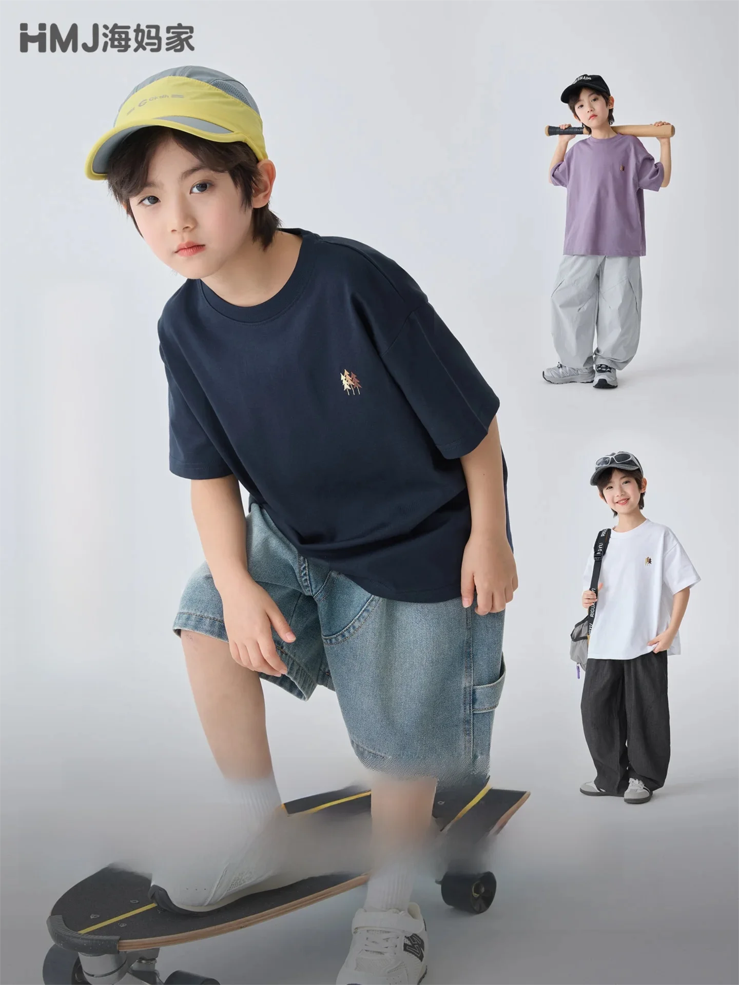 

Summer New2026 Boy's Short Sleeve T-Shirt Solid Color Cotton Shirt for Older Children Simple Design Comfortable Fit Baby T-shirt