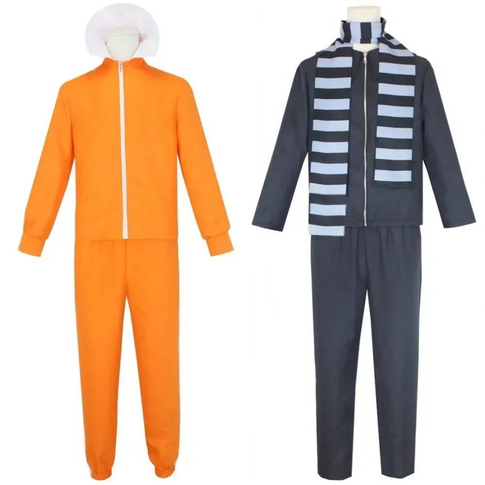 Disfraz de Cosplay de Vector, disfraz de película Minion Thief Dad Gru, actuación de fiesta de Halloween, pantalón Jakect naranja, conjunto de gafas