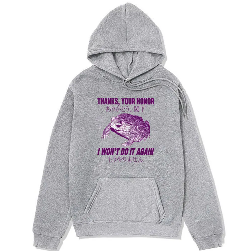 Funny I Won't Do Lt Again Frog Classic Hoodies Men's Women's Fall and Winter Fleece High Quality Sweatshirts Fashion Pullover
