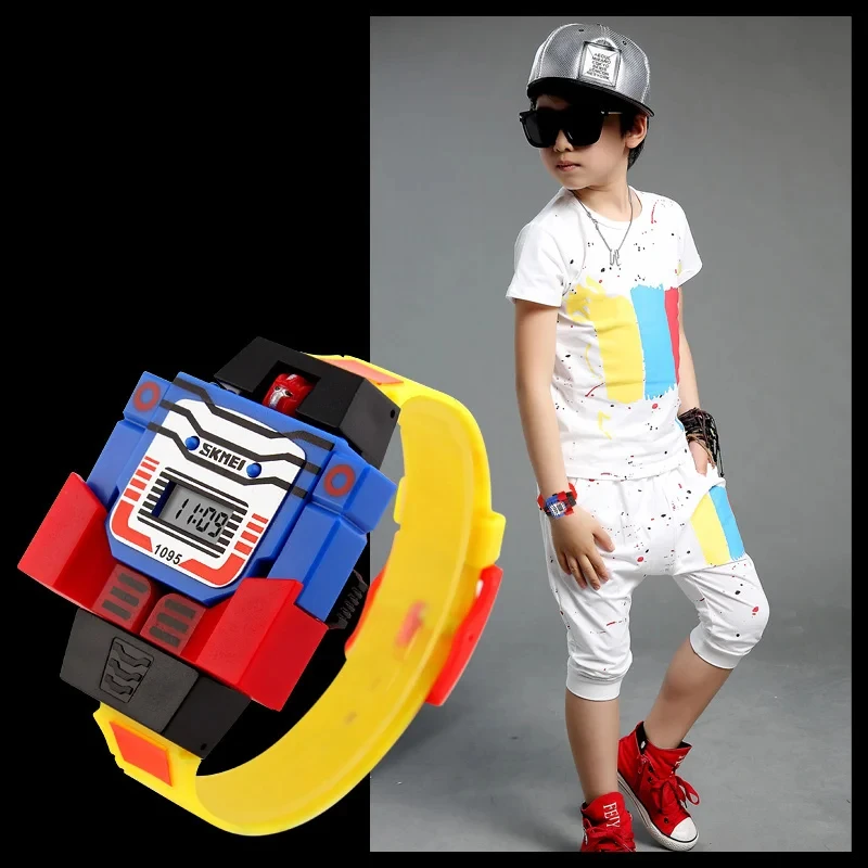 Transformers Orologi per bambini LED Digitali per bambini Orologi sportivi per cartoni animati Robot Trasformazione Giocattoli Film Periferici Regali di compleanno