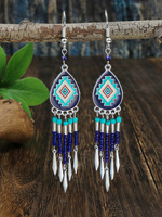 Bohemian Ethnic Style Blue Pendants Tassel Earrings Women's Vacation Style Distinctive Daily Versatile Travel Holiday Gifts