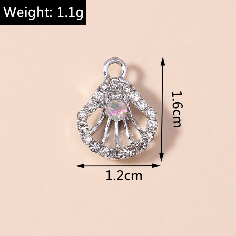 10 Stück Niedliche Kristall-Metall-Anhänger in Krabben-, Schildkröten- und Muschelform für die Herstellung von Halsketten, Ohrringen, Armbändern, DIY-Bastelarbeiten und Schmuckzubehör – Detail 13