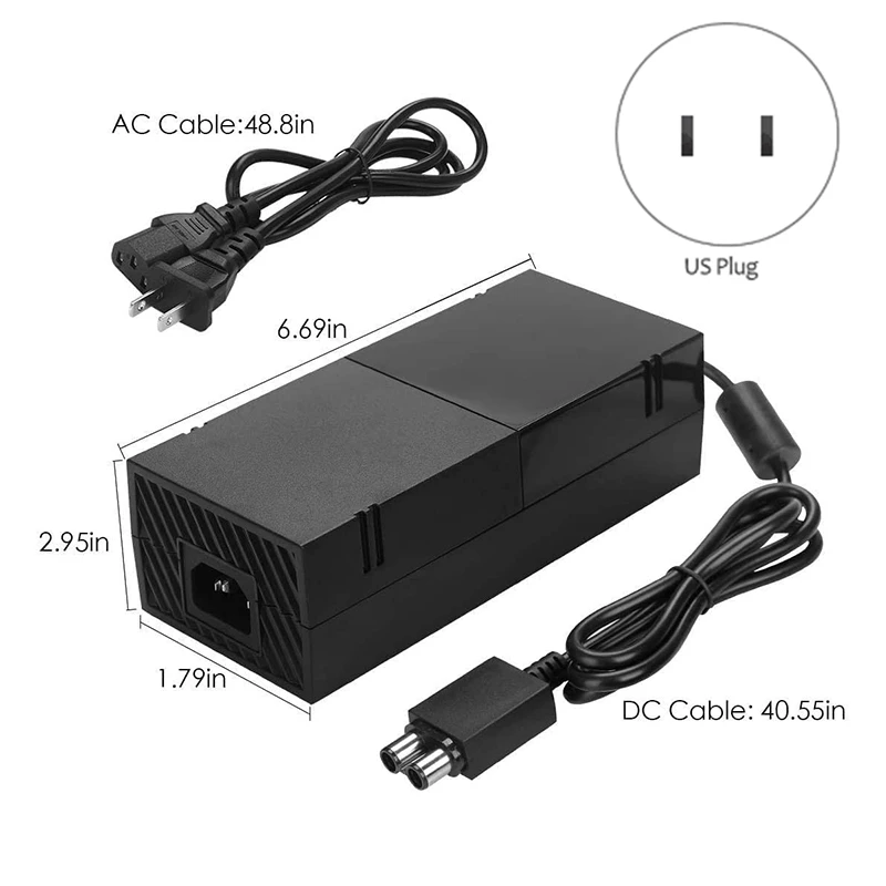 For Xbox One Power Supply Brick with Power Cord,Power Supply AC Adapter Replacement US Plug