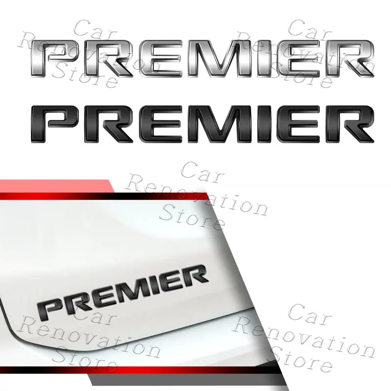 

3D Metal Car Styling Premier Letter Logo Rear Trunk Fender Sticker Side Badge Decor For Chevrolet Captiva Colorado Cruze Malibu