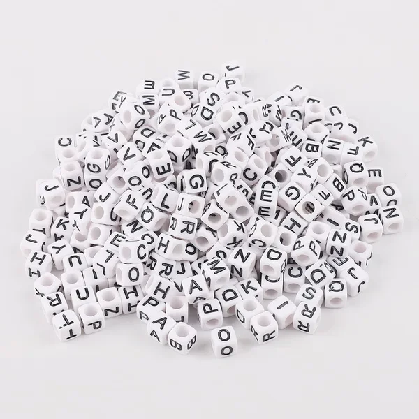 Hot! 100Pcs/Lot 6mm Mixed Many Kinds Acrylic Cube Square Number&Alphabet Letter Beads for Bracelet Necklace Jewelry Making DIY