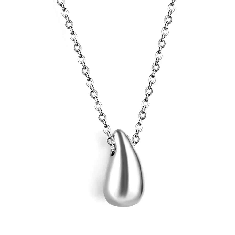 LUXUSTEEL Water Droplet Shape Pendant Necklace For Women Stainless Steel Female Necklace Waterproof Chain Pendant Jewelry Gift