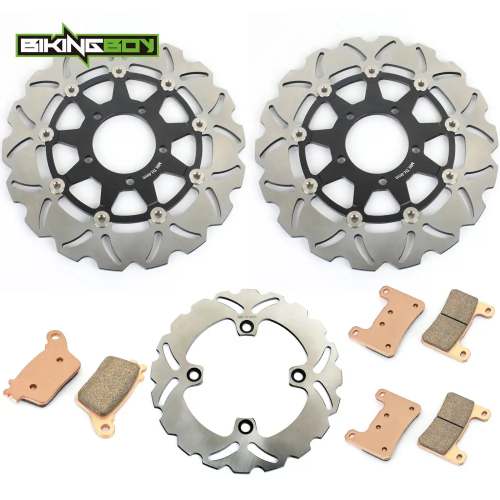 BIKINGBOY Front Rear Brake Discs Rotors Disks Pads Ninja ZX10R 04 05 06 07 08 09 10 11 12 13 14 15 ZX-10R ABS 2011-2015 ZX 1000