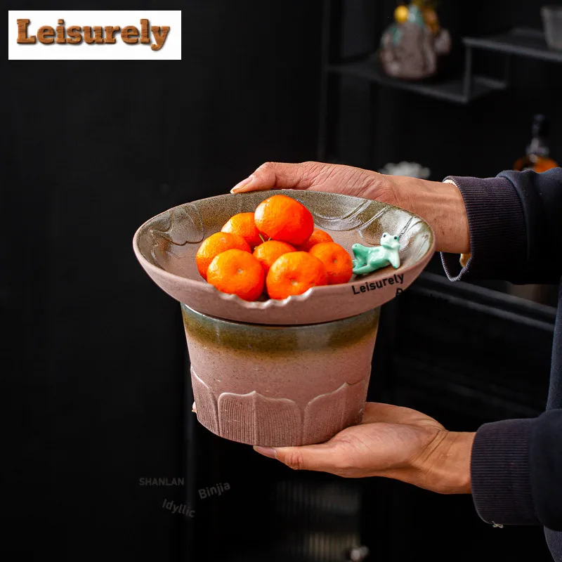 

1100ML Coarse Pottery Old Rock Clay Lotus Jianshui Tea Wash Tea Residue Bucket Tea Garbage Can Household Chaxi Accessories Craft