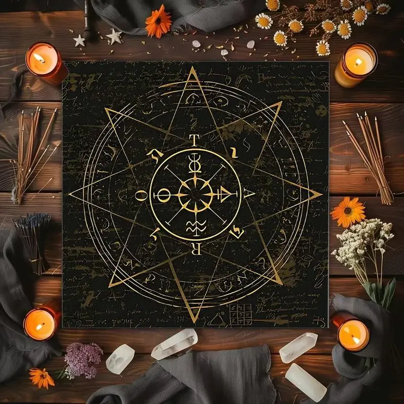 VIKAMA Pentagram Magic Array Tarot Card Tablecloth Mysterious Divination Altar Cloth Ritual Table Mat Spiritual Background Clot