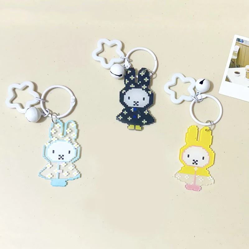 Miffy Rabbit Raincoat Kawaii Pixel Acrylic Accessories Cute Cartoon Keychain Student Bag Buckle for Best Friend Gift