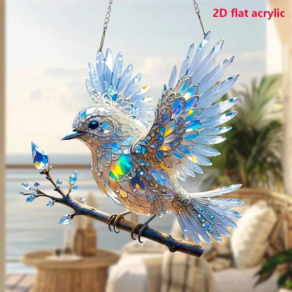 15 cm Acryl Elster Vogel Wandbehang 2D Vogelbehänge Anhänger Ornament Home Art Traumfänger Dekoration gebeiztes Fenster zum Aufhängen