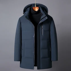 Winter Men's Down Coat 2023 New Casual Middle Aged Men Winter Jacket Hooded Thick Warm High Quality White Duck Down Parkas