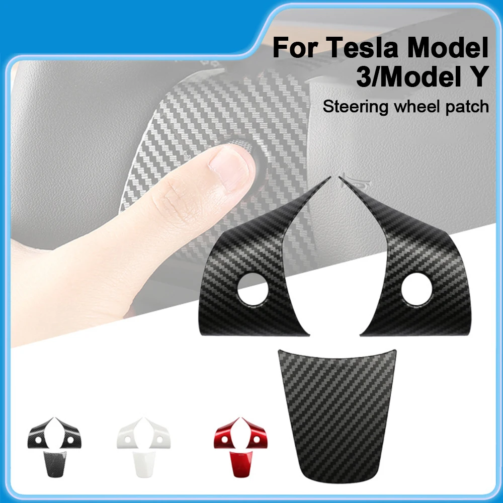 Embellecedor mate de fibra de carbono para volante Tesla Model 3 Model Y ABS 2022/2023, decoración interior de coche, barra interior